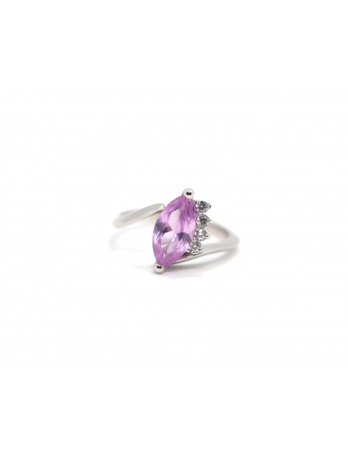 Anello regolabile in Argento925, Zirconi e Zircone color Pink