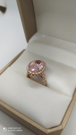 Anello in Oro rosa con Diamanti e Rosa di Francia